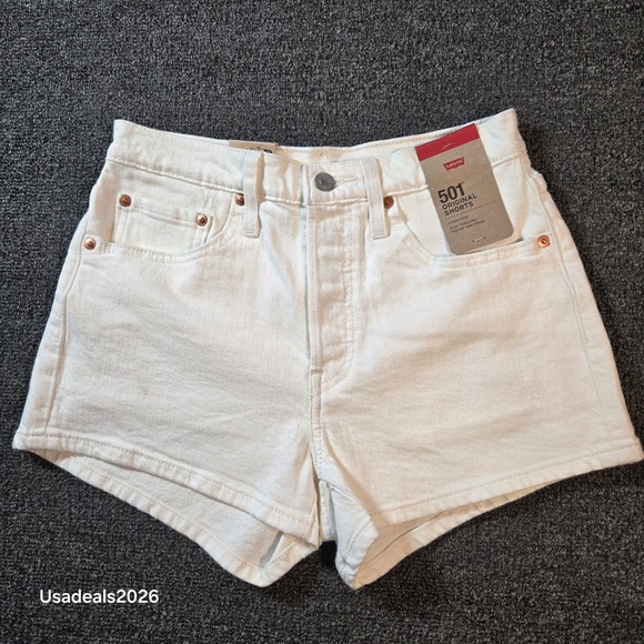 Levi's Pants - Levis 501 Original Shorts Womens 26 White High Rise Denim Jean Shorts 563270473